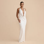 Damen Elegantes Wickelkleid mit schickem Wasserfall-Ausschnitt und perlenverziertem Detail R&B