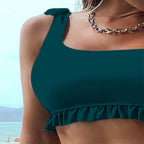 Damen asymmetrischer Bikini mit Rüschendetails