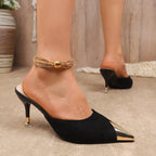 Damen Stilvolle Slingback-Pumps mit metallischen Akzenten und eleganter Spitze