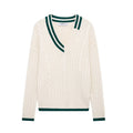 Damen Strickpullover mit V-Ausschnitt und strukturiertem Zopfdesign R&B