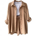 Damen lässige Oversized-Hemdjacke mit Gürtel R&B