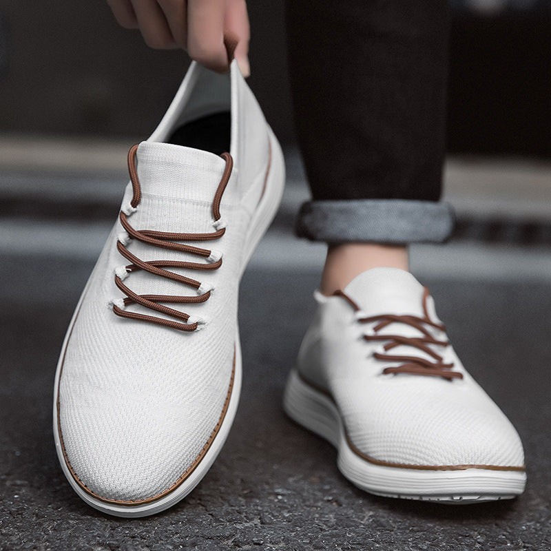 Herren nan elastischer Strick-Sneaker im Sockenschnitt mit gepolstertem Komfortfußbett, flexibler Leichtlaufsohle und dekorativer Schnürung R&B