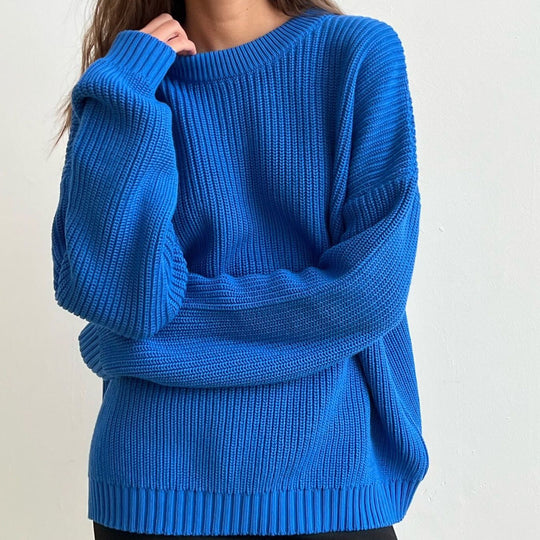 Damen Oversized Strickpullover mit strukturiertem Muster R&B
