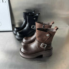 Damen Kick-Boots mit modischem Riemen und stabiler Gummisohle R&B