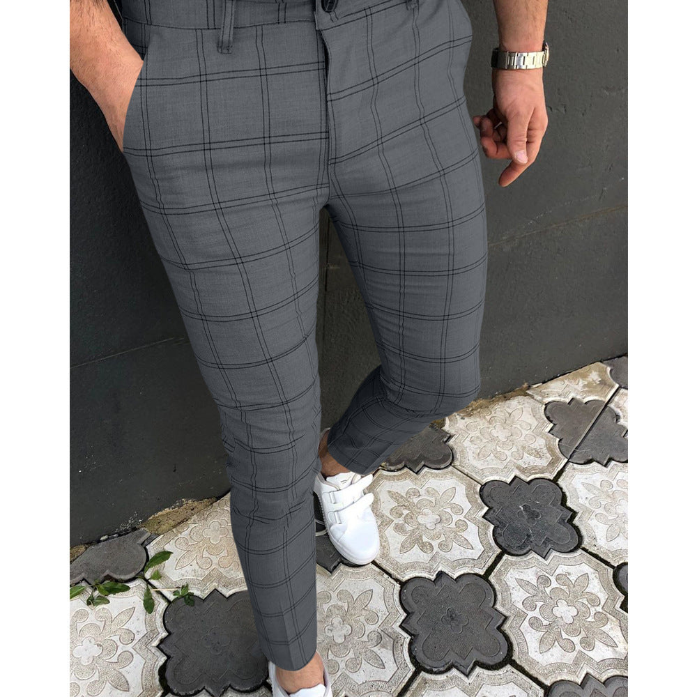 Damen Slim-Fit Karohose mit elastischem Bund und modischem Design R&B