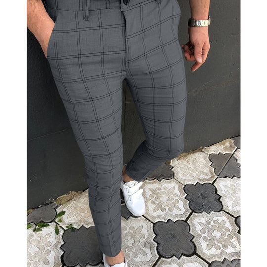 Damen Slim-Fit Karohose mit elastischem Bund und modischem Design R&B