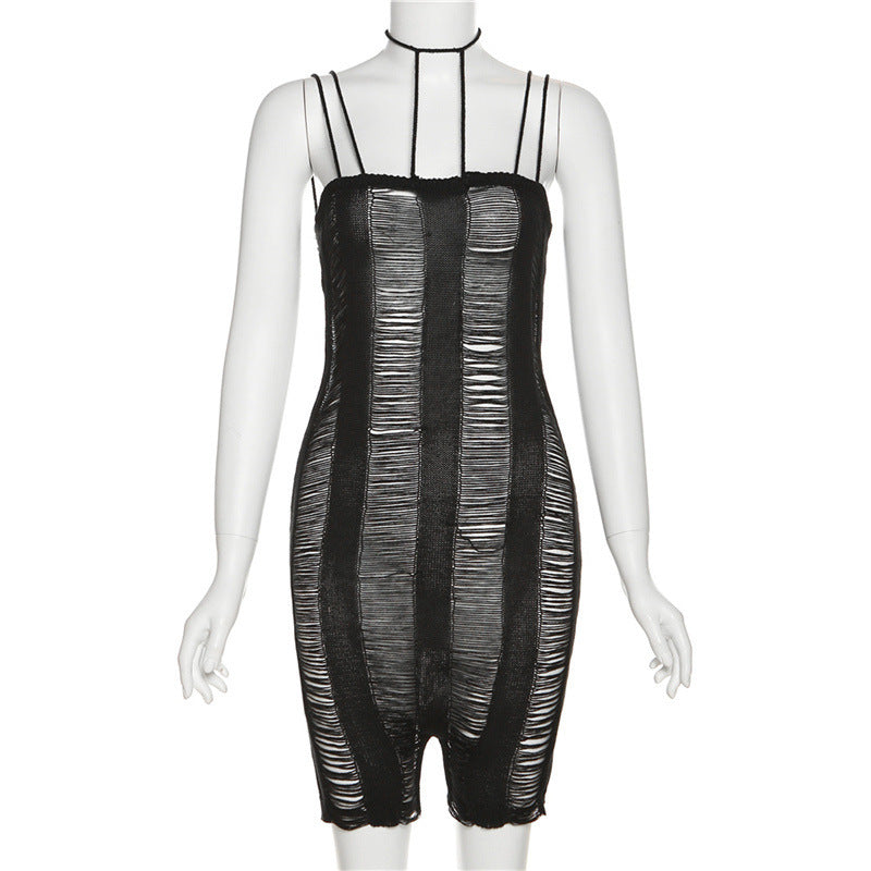 Damen Bodycon Overall mit Ripsoptik und eleganten Trägern R&B