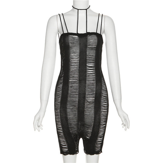 Damen Bodycon Overall mit Ripsoptik und eleganten Trägern R&B