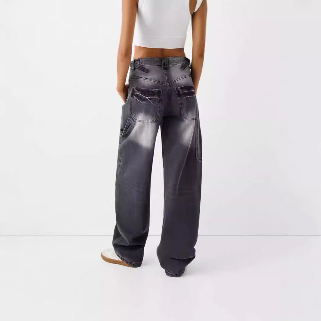 Damen weite High-Waist Jeans mit elegantem Schnitt und lässigem Design R&B