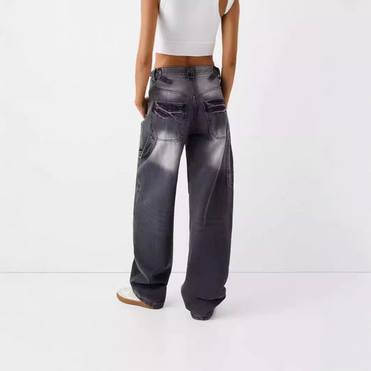 Damen weite High-Waist Jeans mit elegantem Schnitt und lässigem Design R&B