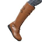 Damen Schnürstiefel mit modischem Riemendesign und robustem Profil R&B