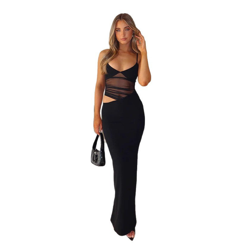 Damen Figurbetontes Abendkleid mit innovativem Wickeldesign und eleganten Trägern R&B