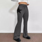 Damen lässige Sweatpants mit weitem Bein und Sternenmotiv R&B