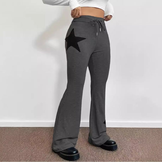 Damen lässige Sweatpants mit weitem Bein und Sternenmotiv R&B