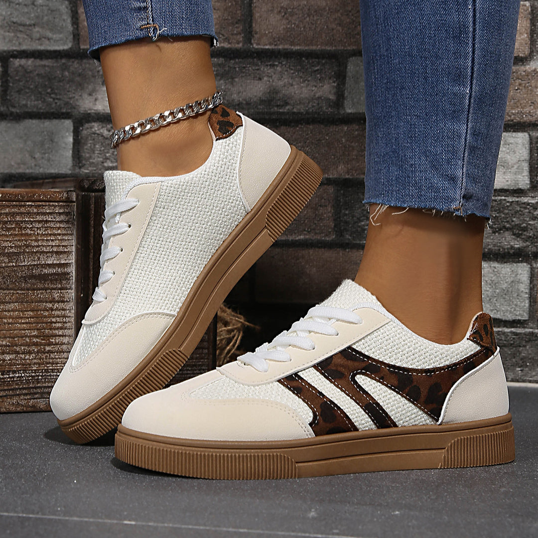 Damen Atmungsaktive Sneakers mit trendigen Leo-Akzenten R&B