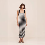 Damen Maxikleid mit gestreiftem Design R&B