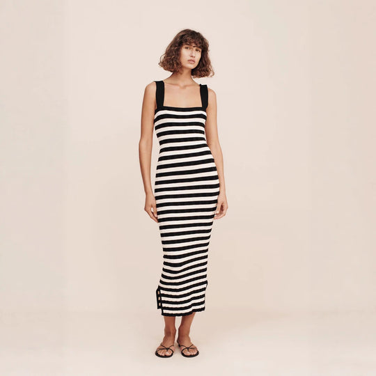 Damen Maxikleid mit gestreiftem Design R&B