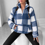 Damen Fleece-Pulloverjacke mit Reißverschluss und Taschen