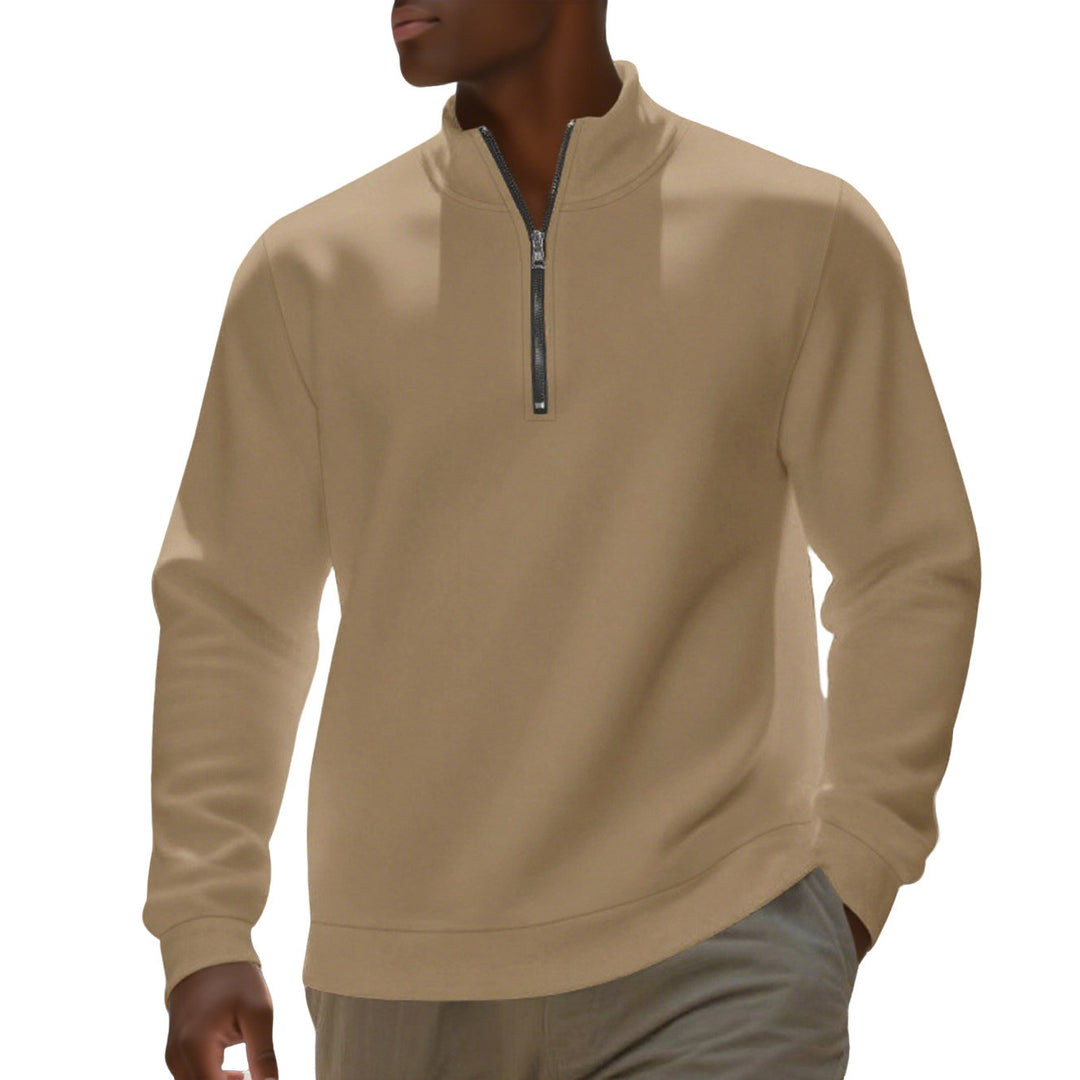 Herren nan Halbzip-Sweatshirt aus Baumwollmix mit Stehkragen, weichem Innenfutter und Rippbündchen R&B