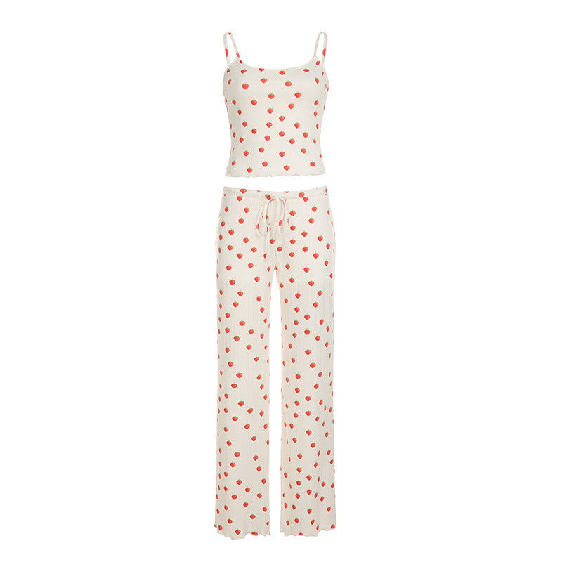 Damen Schlafanzug Set mit romantischem Herzmuster und weichem Stoff R&B