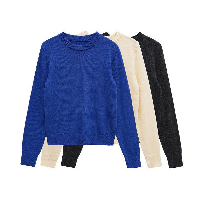 Damen gemütlicher Rundhals-Pullover aus hochwertiger Baumwolle R&B