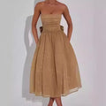 Damen Elegantes strapless Cocktailkleid mit gerafftem Oberteil und A-Linie R&B