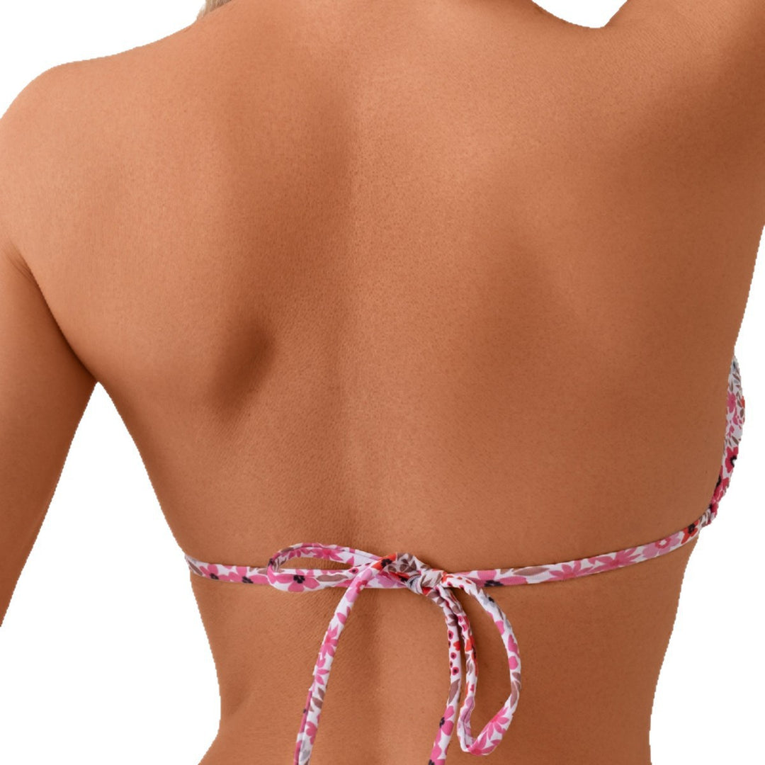 Damen Triangel-Bikini mit buntem Muster und verspielten Bindebändern R&B