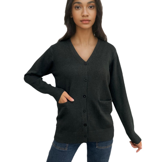 Damen elegante Strickjacke mit praktischen Taschen und feiner Knopfleiste R&B