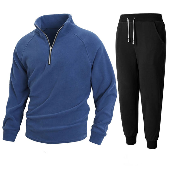 Herren Fleece-Relaxanzug mit halblangem Reißverschluss R&B