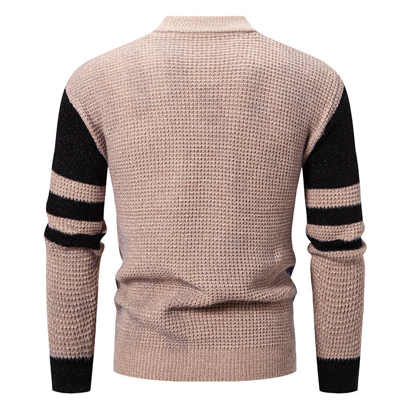 Herren modischer Pullover mit strukturiertem Farbblockdesign R&B