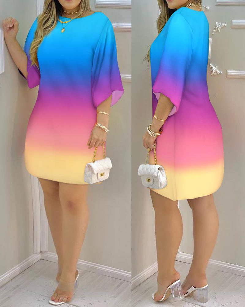 Damen lässiges Kleid mit farbenfrohem Farbverlauf R&B