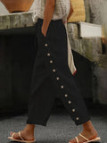 Damen Modische Palazzo-Hose mit Knopfdetails und elastischem Bund R&B