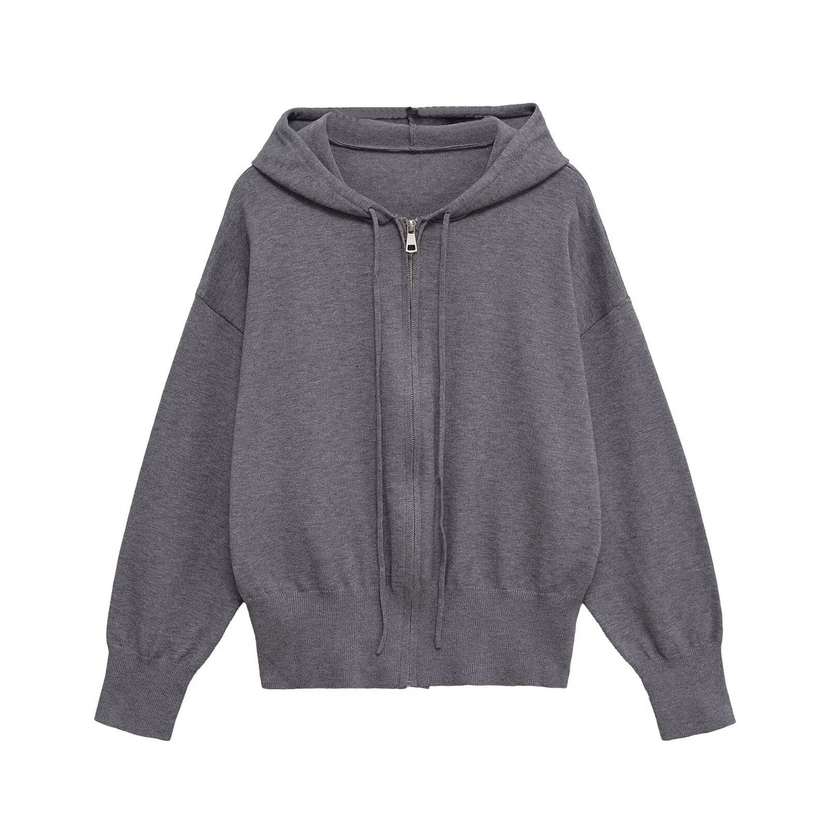 Damen lässige Kapuzenjacke mit Reißverschluss R&B