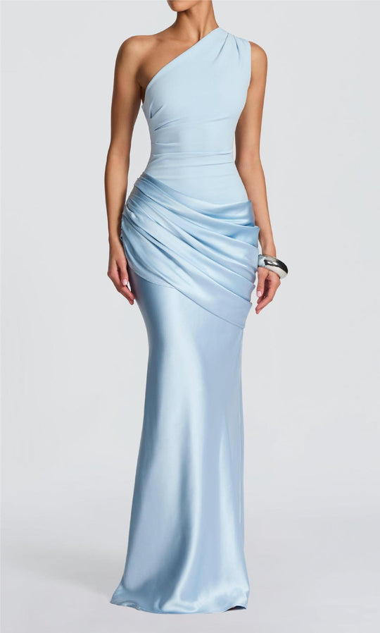 Damen Elegantes One-Shoulder Maxikleid mit raffinierten Drapierungsdetails R&B