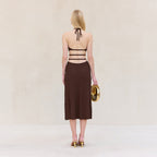 Damen Midikleid mit verstellbarem Halterneck und eleganten Details