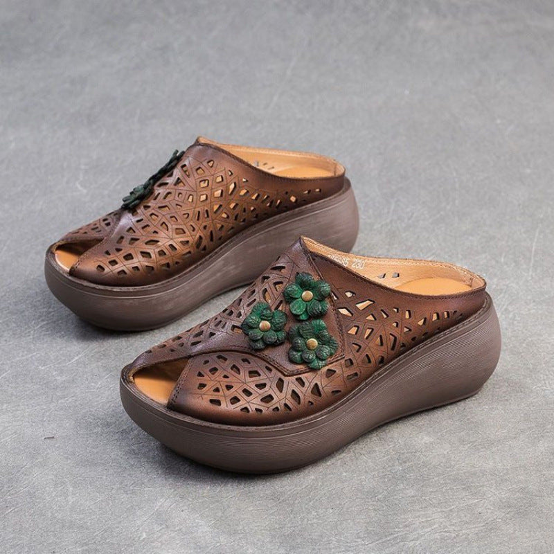 Damen Komfortable Clogs mit floralem Design und atmungsaktiven Ausschnitten R&B