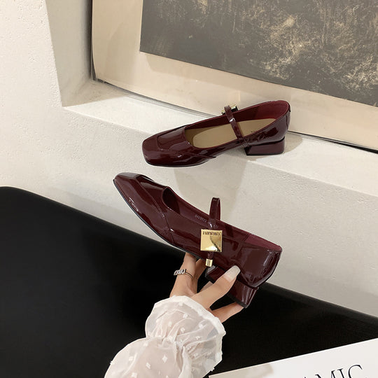 Damen Ballerinas mit glänzender Oberfläche und dekorativem Riemen R&B
