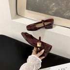 Damen Ballerinas mit glänzender Oberfläche und dekorativem Riemen R&B