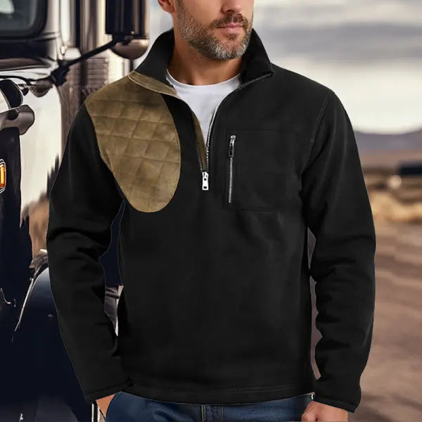 Herren Stepppullover mit hochwertiger Halbdurchgängiger Reißverschluss und Taschen R&B