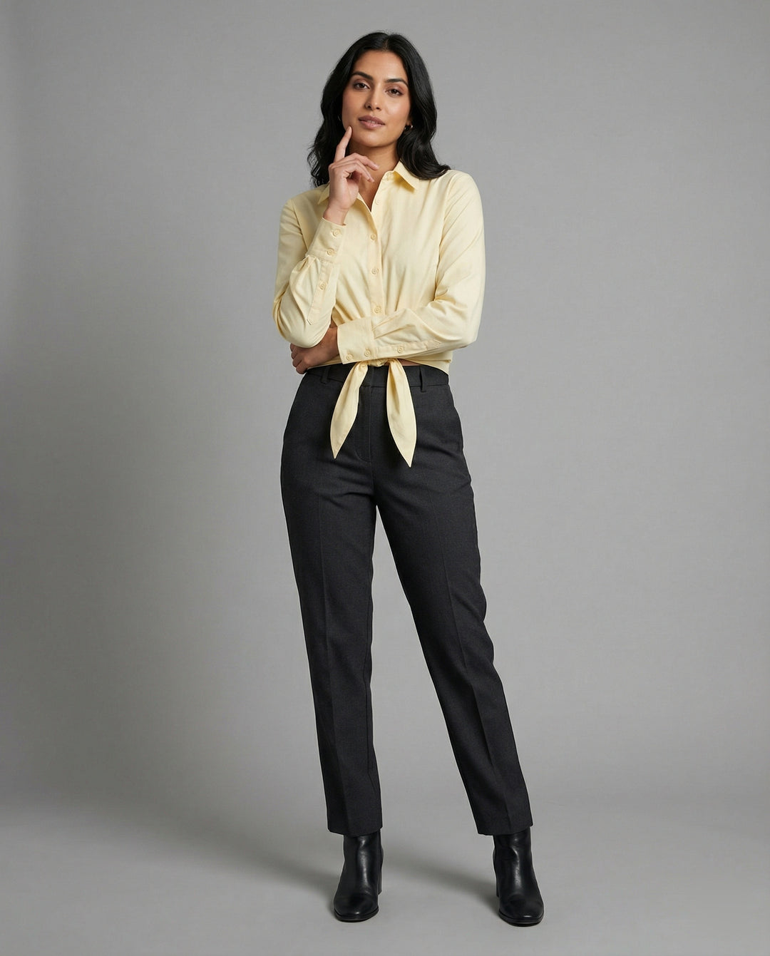 Elegante französische Kurzarmbluse mit Taillengürtel Gelb für Damen