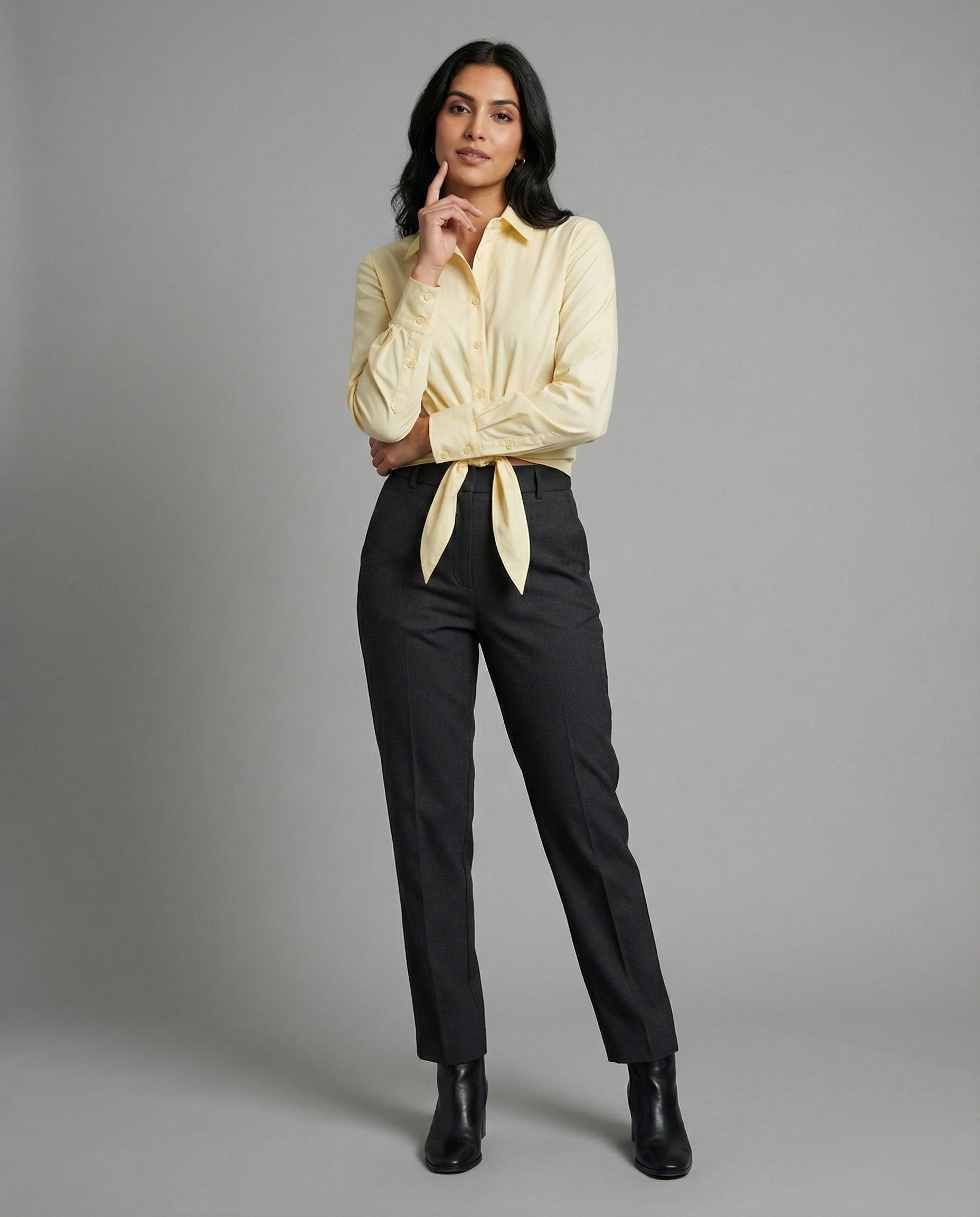 Elegante französische Kurzarmbluse mit Taillengürtel Gelb für Damen