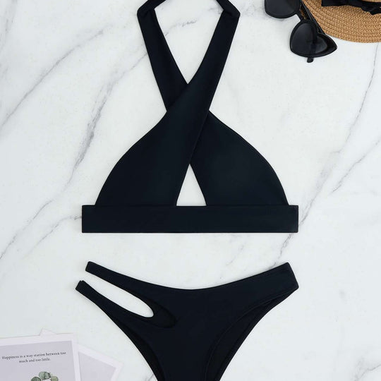 Damen Bikini-Set mit modischem Knoten und seitlichem Cut-Out R&B