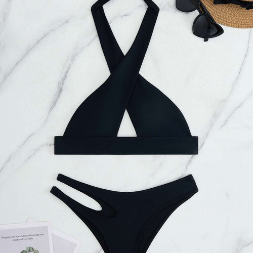 Damen Bikini-Set mit modischem Knoten und seitlichem Cut-Out R&B