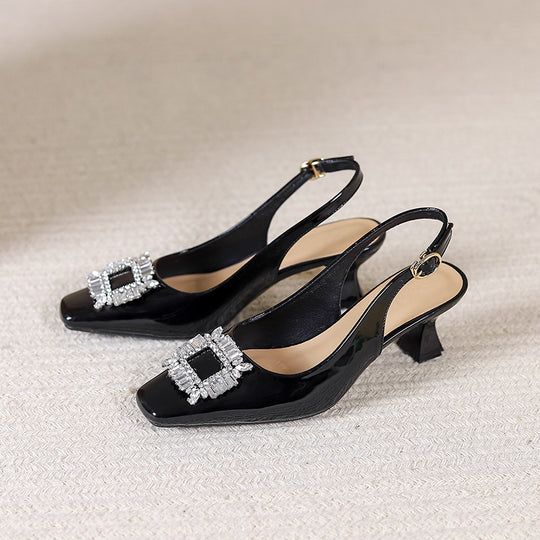 Damen Slingback-Pumps mit funkelndem Schmuckelement R&B