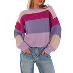 Damen Grobstrickpullover mit Farbblockdesign und oversized Schnitt R&B