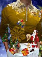 Herren Weihnachtliches Langarmshirt mit festlichem Grafikdesign und praktischem Reißverschluss R&B