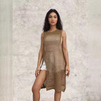 Damen Netz-Kleid mit seitlichen Schlitzen und lässigem Schnitt R&B