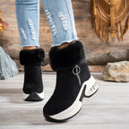 Damen Sneaker-Stiefel mit weichem Kunstfellkragen und trendigem Reißverschluss R&B