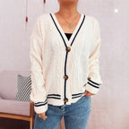 Damen gemütliche Strickjacke mit Sternen-Applikationen und modernen Details R&B