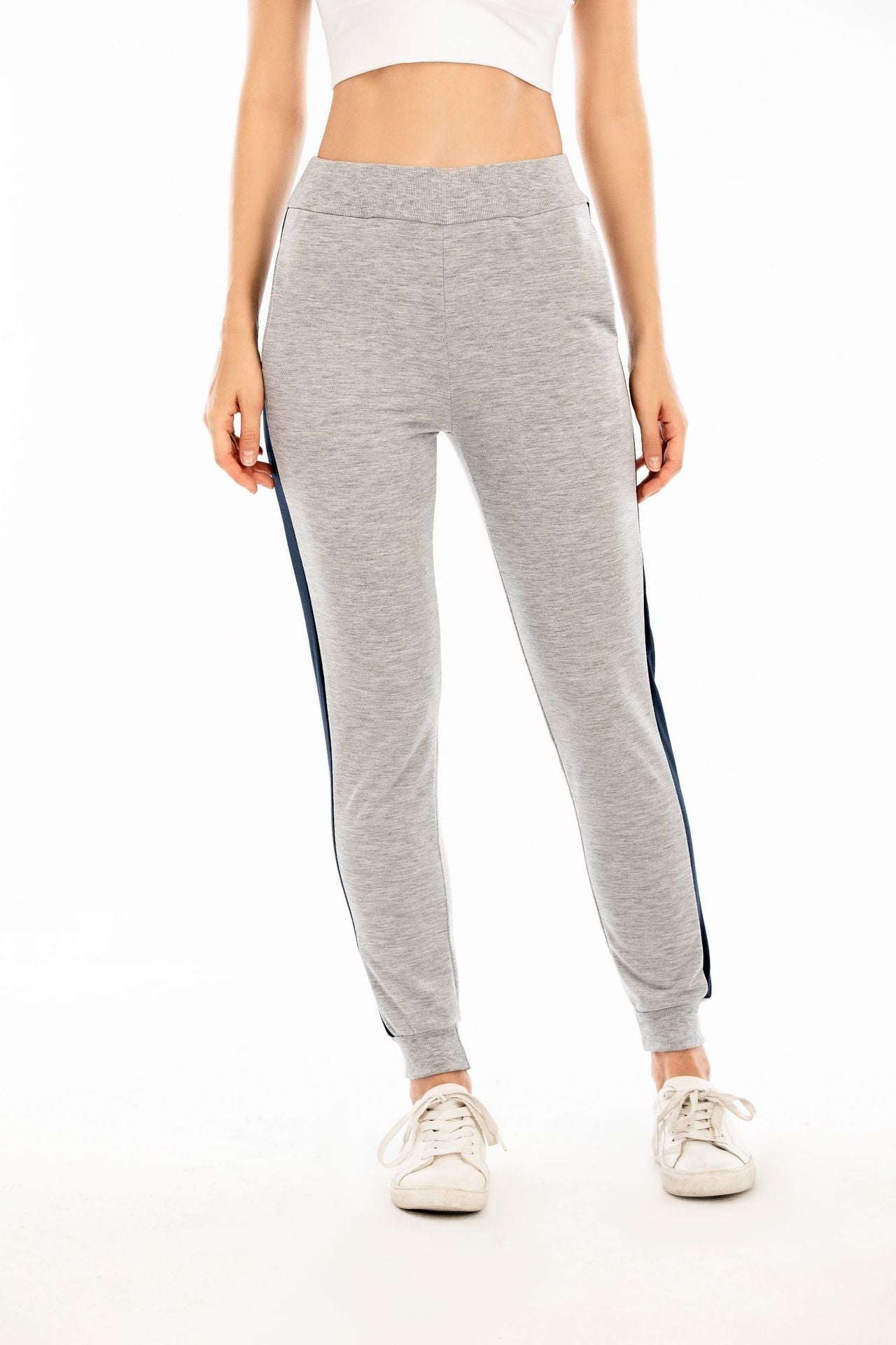 Damen Sportliche Freizeithose mit elastischem Bündchen und seitlichen Kontraststreifen R&B